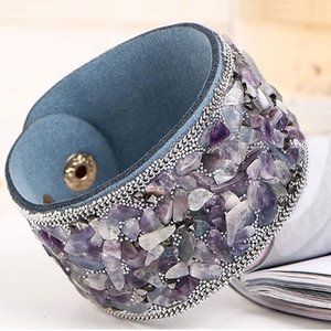 Novadab Amethyst Rhinestone Cuff Bracelet